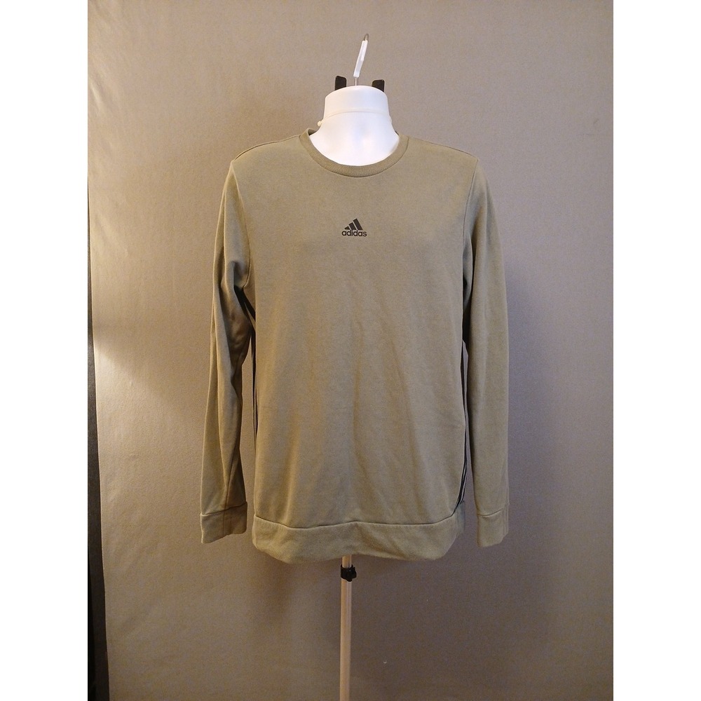 Adidas Sweatshirt Mens Medium Green Primegreen Crewneck Pullover Three‎ Stripes